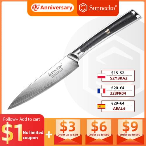 Sunnecko New 5" inch Utility Knife Japanese VG10 Steel Razor Sharp Blade Damascus Kitchen Chef Knives G10 Exquisite Handle