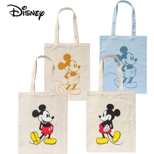 Genuine Disney Mickey Canvas Bag Womens Shoulder Bag Student Ins Style Handbag Japanese Small Cloth Bag Cotton Diagona Bag