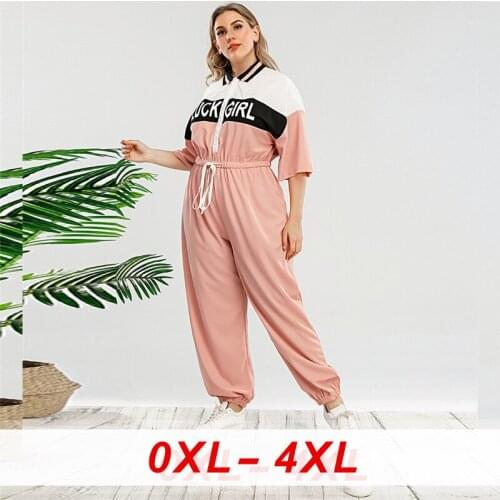 Autumn Letter Half Sleeve Fake Two WomenS Plus Size Clothing Drawstring Sweatpants Lady Two-Piece Outfit Harlan Casual Pants