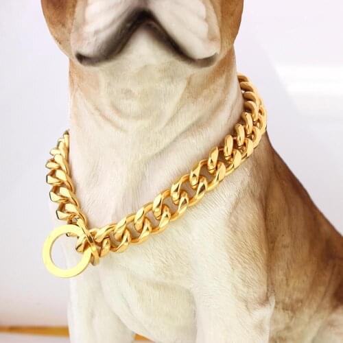 Tiasri 12-30inch Chrome Stainless Iron Dog Collar Traction Rope Lead Leash P Chain Adjustable Pet Collar Necklace Small Large