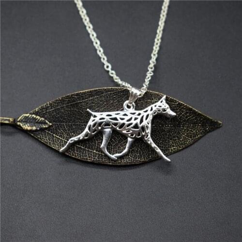 Elfin Trendy Doberman Necklaces Gold Color Silver Color Dog Jewellery Doberman Pinscher Pendant Necklaces Women Men Jewellery