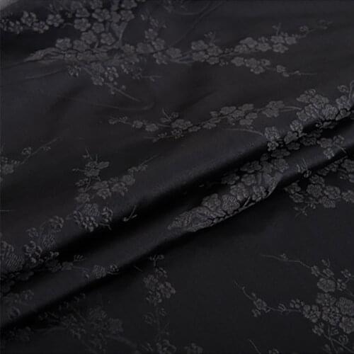 New arrival polyester brocade black plum blossom flower fabric for felt patchwork tissue telas dress sheet cos play 100x75cm