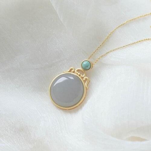 S925 Sterling Silver Natural Hetian Jade Smoke Mauve Jade Pendant Jade Vintage Necklace Pendant Female to Give Mom Birthday Gift