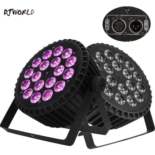 2pcs/lot Aluminum Alloy LED Flat Par 18x18W RGBWA+UV DJ Par Cans Dj Wash Lighting Stage Light DMX 512 Dj disco Party Nightclub