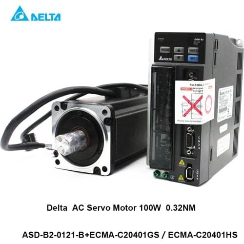 Delta AC Servo Motor Drive B2 100W 0.32NM 3000rpm 40MM ASD-B2-0121-B ECMA-C20401GS ECMA-C20401HS Motor with Brake with 3m Cable