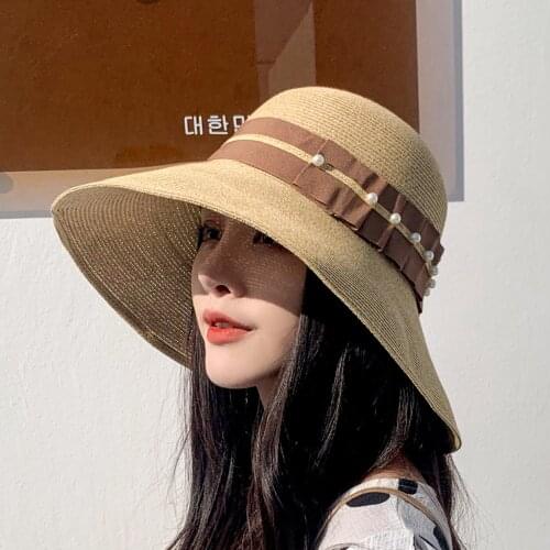 Summer Sun Hats For Women Straw Sun Hat Lady Girls Lace Panama Beach Hat Floppy Female Travel Folding Beach Chapeu