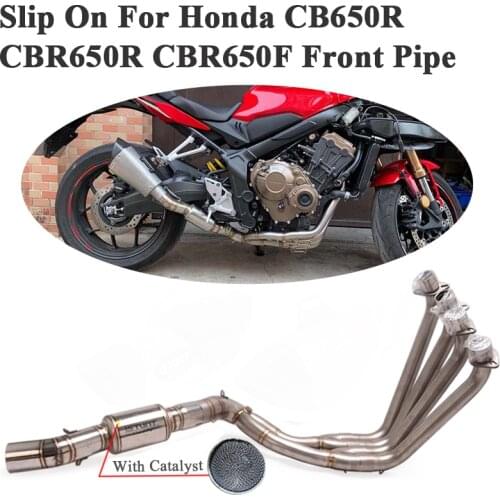 Slip On For Honda CB650R CBR650R CBR650F Motorcycle Exhaust Escape Modified Front Middle Link Pipe With Catalyst Connection 51mm