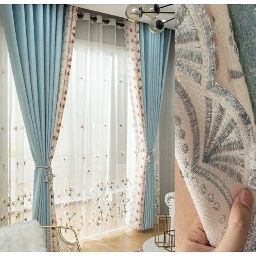 Modern Minimalist Nordic Stitching Curtains Blackout Curtains for Living Dining Room Bedroom