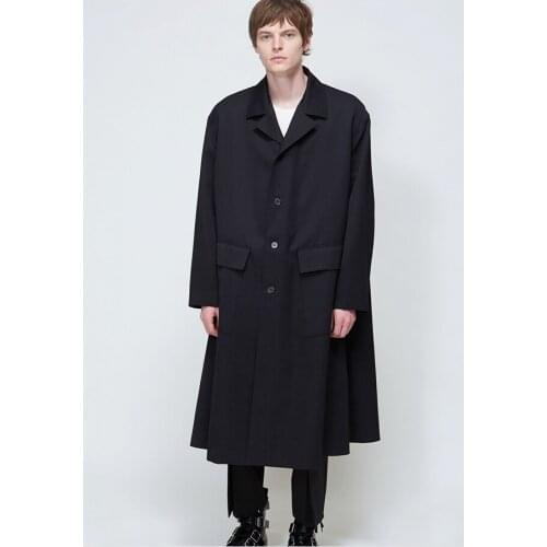 Super loose long profile tooling simple windbreaker mens casual A-shaped pocket YOHJI coat