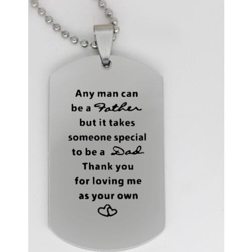 Ufine jewelry dad gift pendant army card Any man can be a father but it takes someone... stainless steel customed necklace N4395