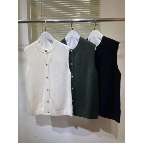 2021 Spring New Arrivals New Korean Gentle Knit Vest Women Short All-match Single Breasted Knitted Cashmere Sweater