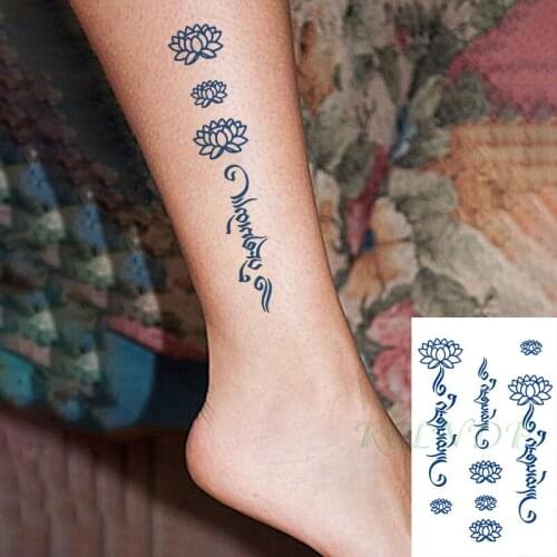 Waterproof Temporary Juice Tattoo Sticker Lotus Flower Big Lasting Stickers Flash Tatoo Fake Tatto Body Art for Men Women Girls