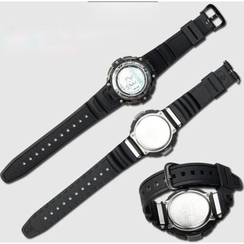 High Quality WatchBands Strap For Casio SGW100 SGW-100 Black Buckle Elastic Durable Fashion Sports Silicone Nylon Wrist Strap