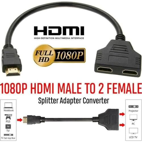 High-Speed HDMI-compatible Male To Female 1080P Splitter Cable Adapter 250MHz/2.5Gbps Per Channel Bandwidth 12bit Per Deep Color