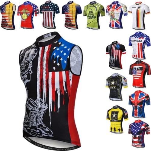 Weimostar USA Cycling Jersey Mens Sleeveless MTB Bike Jersey Tops Road Cycling Clothing Breathable Bicycle Shirt Cycle Wear