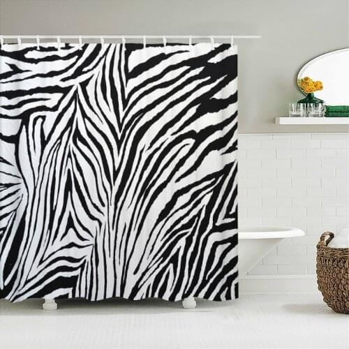 Zebra Animal Shower Curtain with Hooks, Waterproof Bathroom Curtain, Decorative Animal Pattern Printing, Water-proof Bath Screen