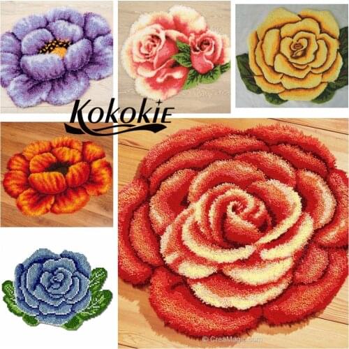 Diy latch hook kits rug tapestry kits flower printed canvas tools accessories home decor needle for carpet Foamiran for crafts