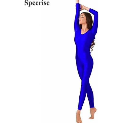 Female Dance Clothes Spandex Lycra Catsuit Ballet Leotard Adult Unitard Bodysuit Thin Section Sexy Soft Long Sleeve Dance Suit