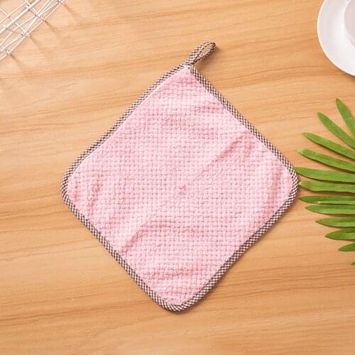 10pcs Coral Fleece Kitchen Household Rags Can Be Hung-Type Double Sided DishCloth Cleaning Towels Absorbent Thicken Hand Towels