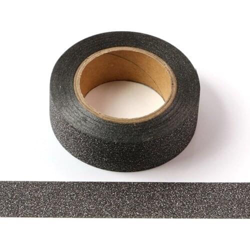 10PCS/lot Decorative Solid Black Glitter Washi Tapes for Planner Scrapbooking Bullet journal Adhesive Masking Tapes Wholesale