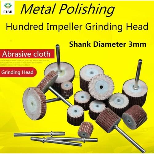 100pcs Movable handle 100 impeller grinding head 3mm sandpaper abrasive cloth grinding head 8mm 100-page electric grinding head