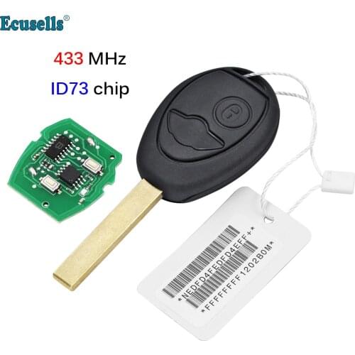 2 Buttons Remote Key Fob 433MHZ with ID73 PCF7930 Chip for Mini Cooper Rover 75 2001-2005 with Code