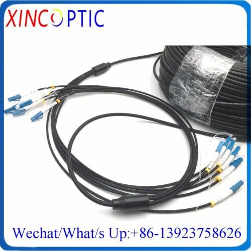 20M,6C SM 9/125 G657A 20Mts ST/FC/SC/LCPC 6Fibers SingleMode LSZH/TPU 4.5mm Black Armored Fiber Optical Patch Cord Jumper Cable