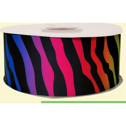 3" inch 75 mm 7.5 cm colorful zebra with black stripes grosgrain ribbon for gift packing