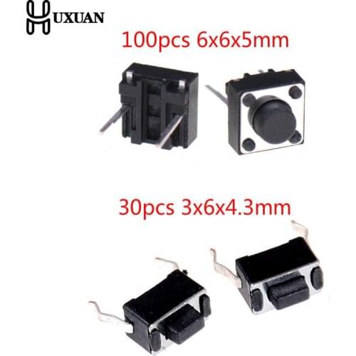 30/100pcs/lot Mini Micro Momentary Tactile Push Button Switch 2 Pin ON/OFF Keys Button DIP 6x6x5mm/3x6x4.3mm