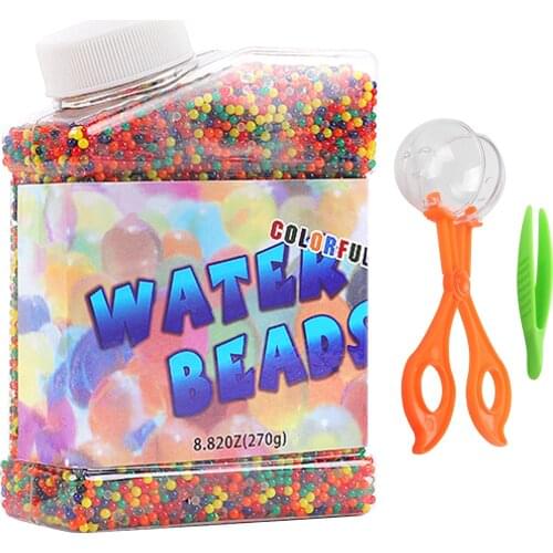 50,000pcs Mix Color Water Beads Gel Water Growing Balls with Scissors Clip Tweezers for Kids Toys Fish Tank Vases Plant Decor