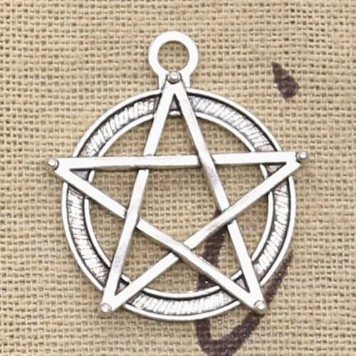 8pcs Charms Star Pentagram 31x27mm Antique Making Pendant fit,Vintage Tibetan Silver color,DIY Handmade Jewelry