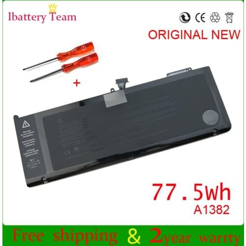 10.95V 77.5Wh A1382 battery for apple macbook pro 15'' inch A1286 2011 MC723 MC721 series new