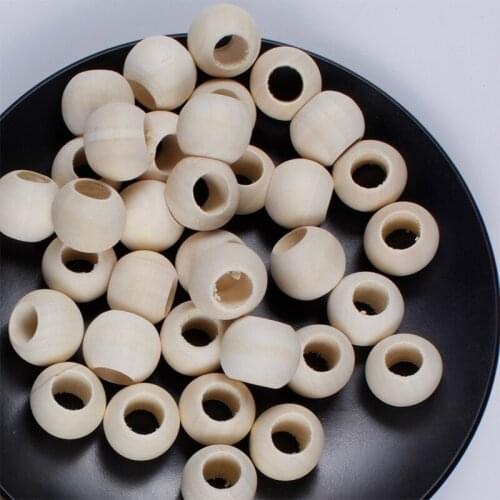 DIY Bracelet Bead Accessories Loose Ball Beads Big Hole Wooden Beads Natural Round for Making Bracelet Necklace Jewelry