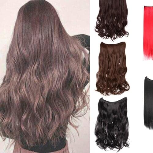 Allaosify 24 Inches Wavy Hair Extensions with No Clips Synthetic Natural Hidden Secret Wire Crown Wig Hair Extensions