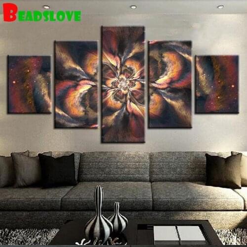 Diamond embroidery 5 Panel Abstract mandala flowers 3d painting diamond painting round/square diamond mosaic cross stitch