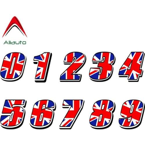 Aliauto Car Sticker Racing Numbers UK UNITED KINGDOM FLAG Stickers for Motocross Auto BMW Accessories Vinyl Decal,15cm*15cm