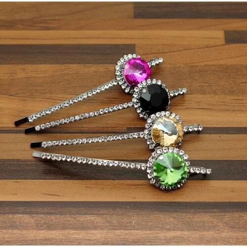 Large Unique Sparkly Round Crystal And Rhinestone Hair Barrette Clip Diamante Hairclip For Women Girls Accessories Jewelry