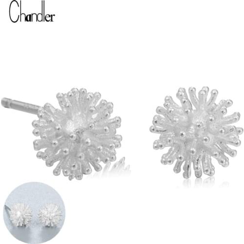Chandler Silver Plated fireworks Flower Stud Earrings Beautiful Tiny Sparkling Ball Charm Bijoux Punk Pendientes brincos Gift