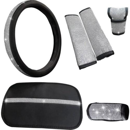 Crystal Diamond Car Door Handle Covers Bli ng Rhinestone PU Leather Car Access QW