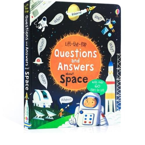 Usborne Lift-the-flap Questions and Answers about Space English Picture Children Learning Enlightenment Board Book Hardcover