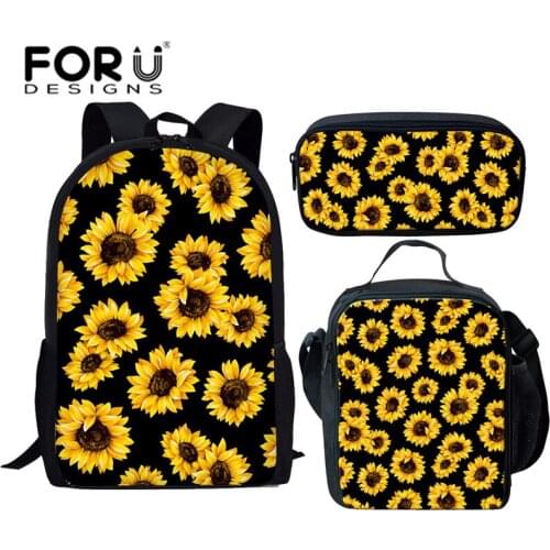 FORUDESIGNS Children School Bags Set Girls Schoolbag Primary Sunflower School Backpack Kids School Backpack Set Mochila Infantil