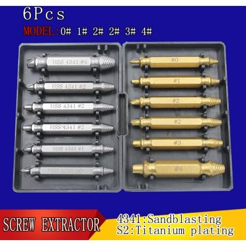 6Pcs Screw Extractor 4341 Titanium S2 HSS Damaged Screw Remover Tool Bolt Stud Fast and Durable Fixed Drill Bits Set Accessories