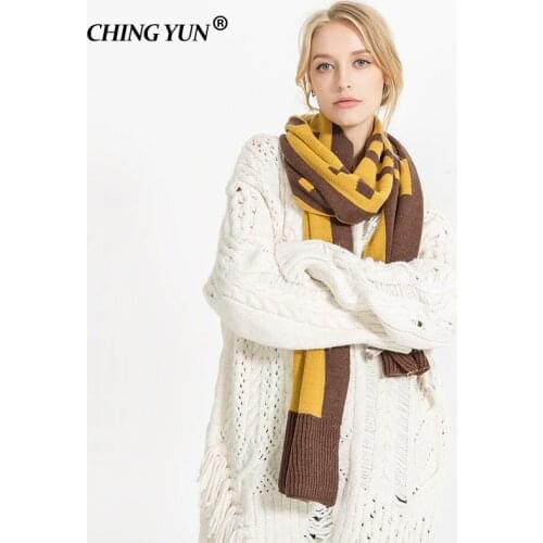 European & American cashmere women scarf faux wool soft scarves long shawl letter pattern knitted Keep winter warm lady scarf
