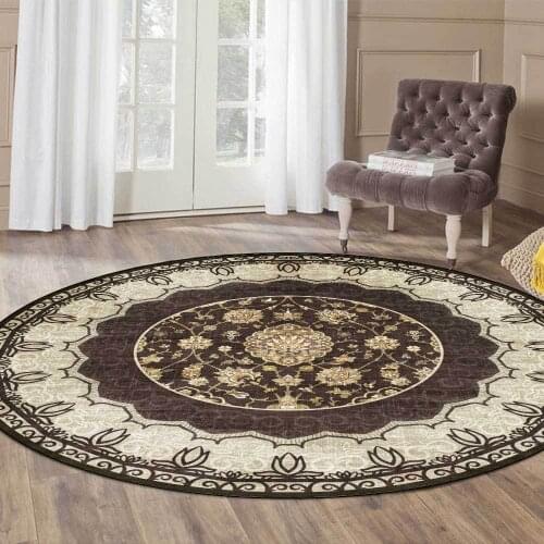 European Retro American Persian Style Brown Living Room Bedroom Hanging Basket Chair Round Mat Carpet CustomCustom Size