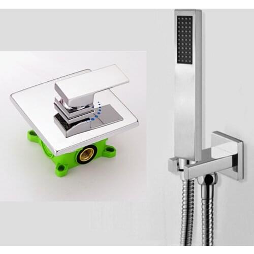 Chrome Brass hand Shower Set Faucet Wall Mounted with brass holder and hot cold control shower valve IS125