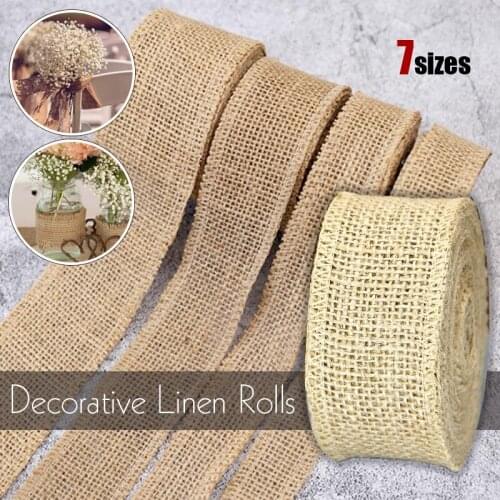 10Meter Retro Natural Jute Hessian Burlap Fabric Ribbon Rustic Wedding Belt Strap Floristry Decor Diy Gift Hand Tied Straps