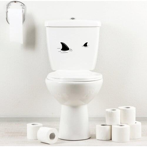 For StickAny Bathroom Decal Series Sharks Wading Sticker Toilet Bowl, Bath, Seat
