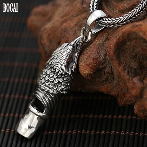 New 100% real s925 pure silver fashion creative personality whistle Man pendant Thai silver eagle pendant for men and women