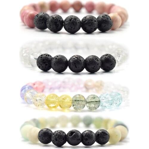 New Natural Volcanic Lava Stone Bracelet for Men Women 8mm Mahogany Beads Wrist Chain Bracelets Fashion Jewelry Gift