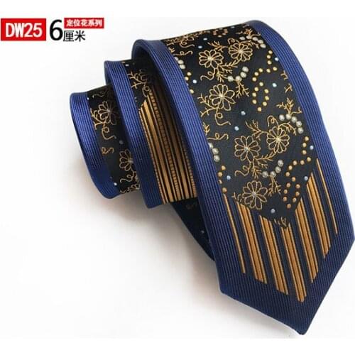 New Fashion Skinny Ties Designer Panel Necktie with Embroidered Floral Pattern